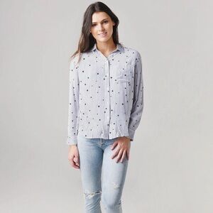 Rails Black Star-Patterned Striped Button-Down Shirt